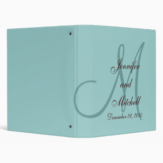 Wedding Monogram Chocolate Blue Planner Keepsake Binder