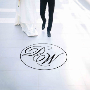 Wedding Monogram Circle 2 Initials Elegant Script Floor Decals