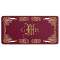 Wedding Monogram Classic Gold Frame Burgundy