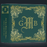 Wedding Monogram Classic Gold Frame Dark Green 3 Ring Binder<br><div class="desc">Ornate, classical frame in gold tones with dark green background. Replace the sample monogram with your own for a personalized gift. Makes a wonderful gift for anyone who enjoys classic, timeless, traditional designs. The background color is changeable: Simple click on the “Customize” button and pick a hue from the “Select...</div>