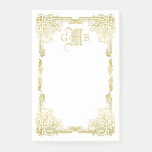 Wedding Monogram Classic Gold Frame Traditional Post-it Notes