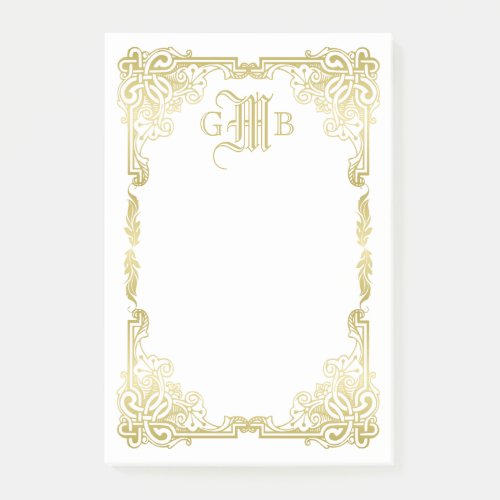 Wedding Monogram Classic Gold Frame Traditional Post_it Notes