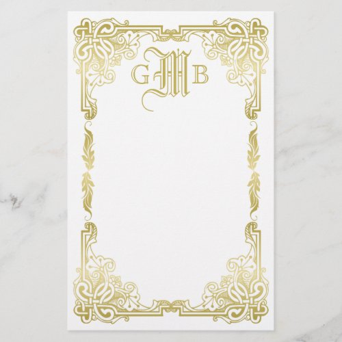 Wedding Monogram Classic Gold Frame Traditional Stationery
