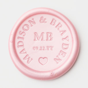 Wedding Monogram Couple Initials Names & Date Wax Seal Sticker