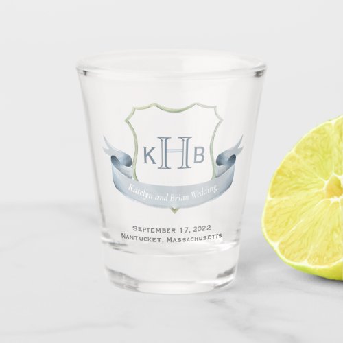 Wedding Monogram Crest Logo  Glass