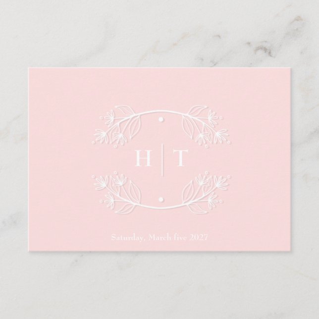 Wedding Monogram Crest pink blush thank you card (Front)