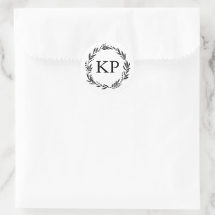 Wedding Monogram Custom Wreath Harvest Classic Round Sticker