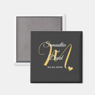 Wedding Monogram Design with Names and Date Magnet