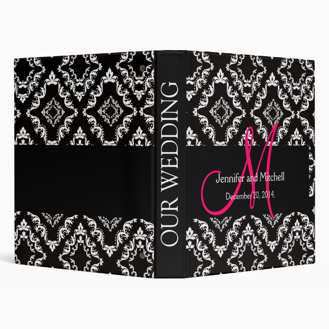 Wedding Monogram Diamond Damask Planner Binder (Background)