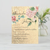 Wedding Monogram Drips Florals Mint Glitter Gold Invitation (Standing Front)