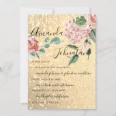 Wedding Monogram Drips Florals Mint Glitter Gold Invitation (Front)