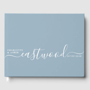 Wedding Monogram Dusty Blue Wedding Guest Book