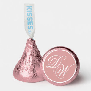 Wedding Monogram Dusty Rose 2 Initials Script Pink Hershey®'s Kisses®