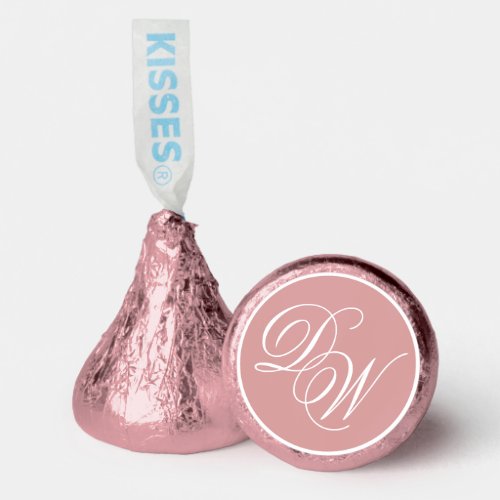 Wedding Monogram Dusty Rose 2 Initials Script Pink Hersheys Kisses