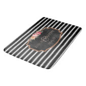 Wedding Monogram | Elegant Black Stripe Bath Decor Bathroom Mat (Angled)