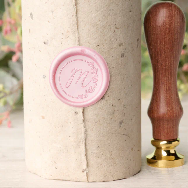 Wedding Monogram elegant floral wreath custom Wax Seal Stamp | Zazzle