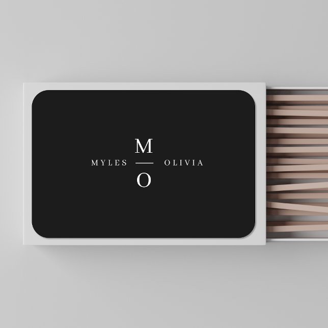 Wedding Monogram Elegant Minimal Stylish Black Matchboxes (Creator Uploaded)