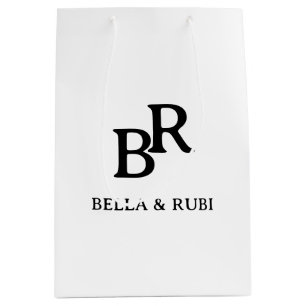 Wedding Monogram Elegant Minimalist Gift Bag