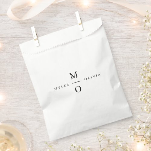 Wedding Monogram Elegant Minimalist Simple White Favor Bag