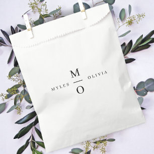Wedding Monogram Elegant Minimalist Simple White Favor Bag