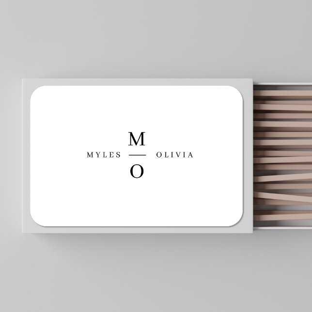 Wedding Monogram Elegant Minimalist Simple White Matchboxes (Creator Uploaded)