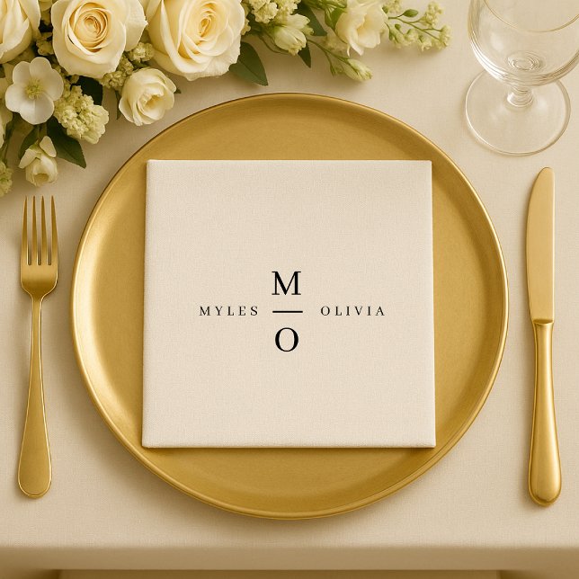 Wedding Monogram Elegant Minimalist Simple White Napkins (Creator Uploaded)
