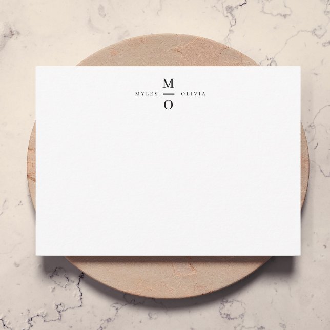Wedding Monogram Elegant Minimalist Simple White Note Card (Creator Uploaded)