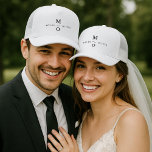 Wedding Monogram Elegant Minimalist Simple White Trucker Hat<br><div class="desc">A minimalist monogram wedding design with elegant typography in black on a simple white background. The text can easily be personalized for your special day!</div>
