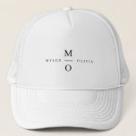 Wedding Monogram Elegant Minimalist Simple White Trucker Hat<br><div class="desc">A minimalist monogram wedding design with elegant typography in black on a simple white background. The text can easily be personalized for your special day!</div>