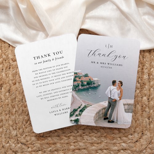 Wedding Monogram  Elegant  Modern Script Photo Thank You Card