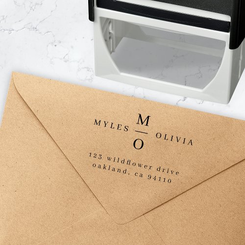 Wedding Monogram Elegant Return Address Self_inking Stamp