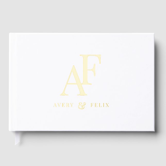 Wedding Monogram Elegant Simple Gold Foil Foil Guest Book (Front)