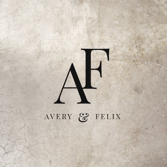 Wedding Monogram Elegant Simple Minimal Floor Decals (Insitu)