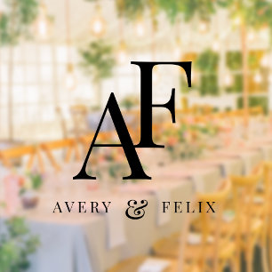 Wedding Monogram Elegant Simple Minimal Window Cling