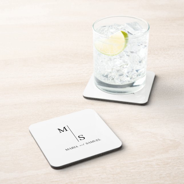 wedding monogram Elegant Simple  Minimalist Beverage Coaster (Right Side)