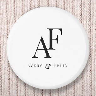 Wedding Monogram Elegant Simple Minimalist Button