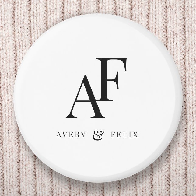 Wedding Monogram Elegant Simple Minimalist Button (Creator Uploaded)