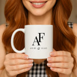 Wedding Monogram Elegant Simple Minimalist Coffee Mug<br><div class="desc">A simple wedding monogram coffee mug with classic traditional typography in black in an elegant style. The text can be easily be customized with your names for the perfectly personalized design!</div>