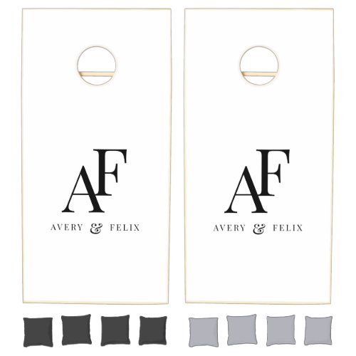 Wedding Monogram Elegant Simple Minimalist Cornhole Set