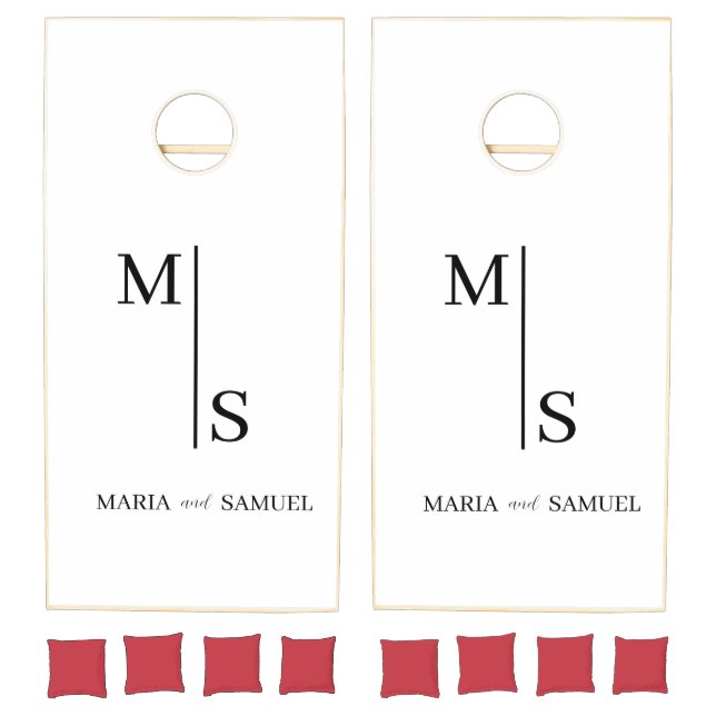 wedding monogram Elegant Simple Minimalist Cornhole Set (Set)