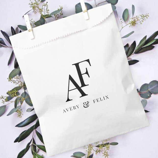 Wedding Monogram Elegant Simple Minimalist Favor Bag (Creator Uploaded)