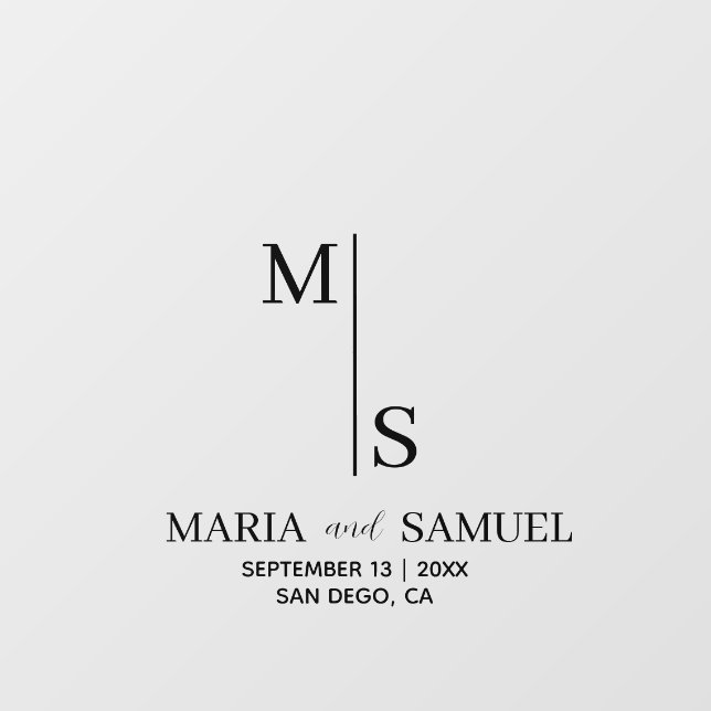 wedding monogram Elegant Simple Minimalist Floor Decals (Front)