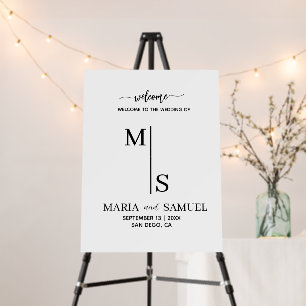 wedding monogram Elegant Simple Minimalist Foam Board