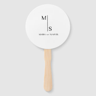 wedding monogram Elegant Simple Minimalist Hand Fan