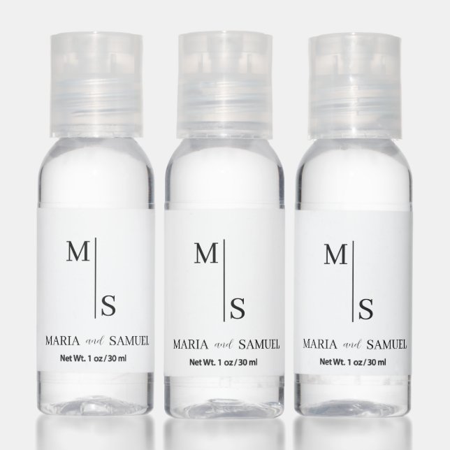 wedding monogram Elegant Simple  Minimalist Hand Sanitizer (Set)