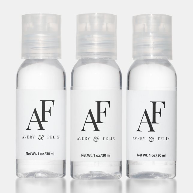 Wedding Monogram Elegant Simple Minimalist Hand Sanitizer (Set)