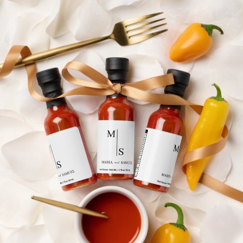 wedding monogram Elegant Simple  Minimalist Hot Sauces