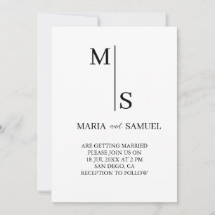 wedding monogram Elegant Simple Minimalist Invitation
