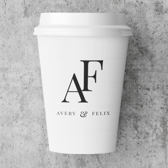 Wedding Monogram Elegant Simple Minimalist Paper Cups (Creator Uploaded)