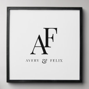 Wedding Monogram Elegant Simple Minimalist Peel And Stick Photo Tile